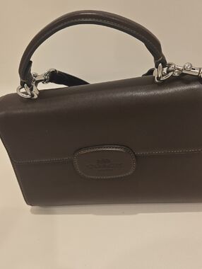 Coach Dark Brown Leather Satchel with Top Handle